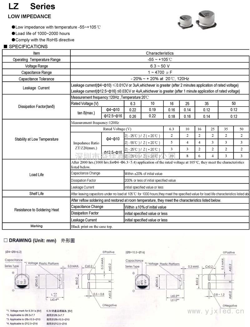 LZ系列鋁電解貼片電容