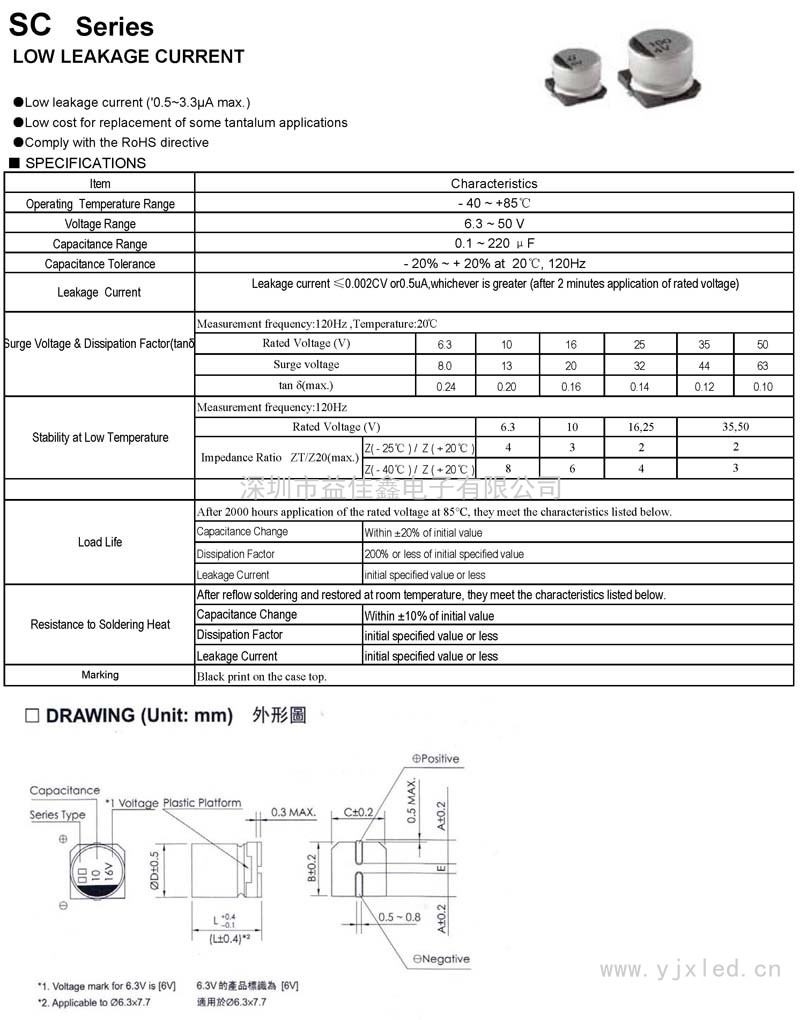 SC系列鋁電解貼片電容