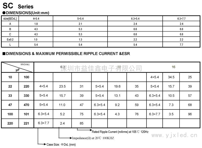 SC系列鋁電解貼片電容